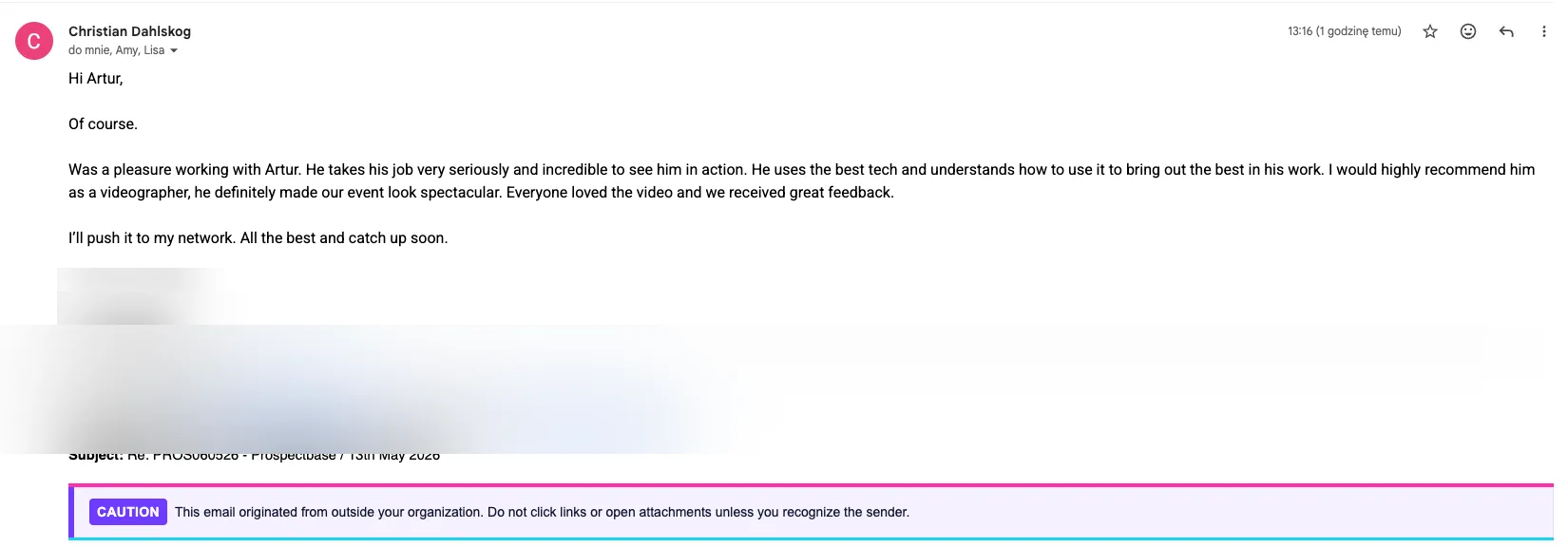 Feedback from Christian Dahlskog